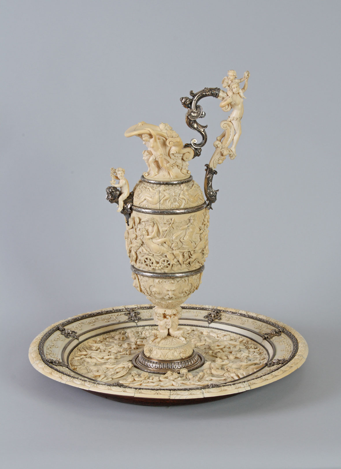 Carved Ivory Ewer and Charger